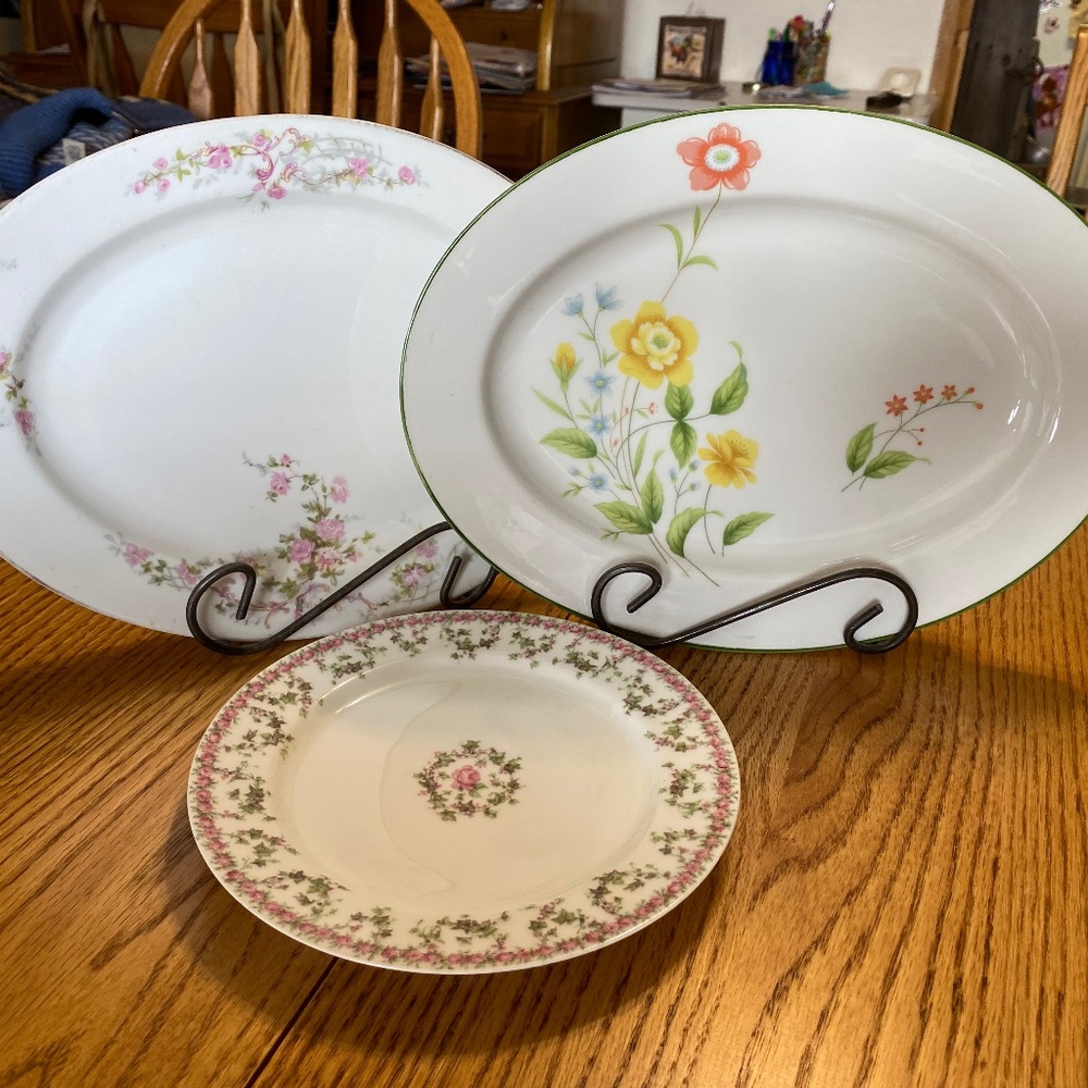 Vintage china plate and platters.  Lot of 3